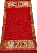 Exquisite Red Paithani Handloom Silk Dupatta: Timeless Elegance - Luxurion World