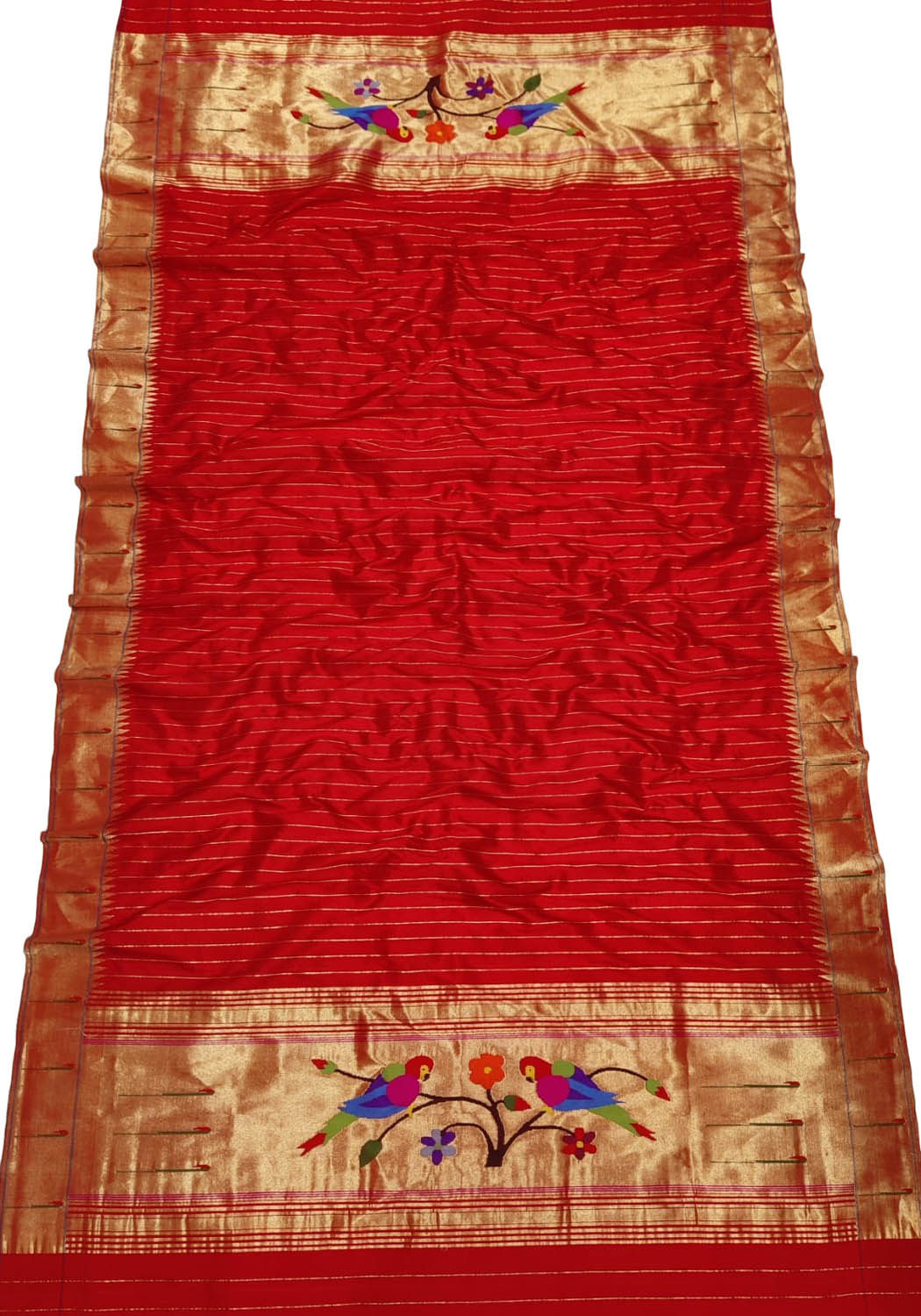 Exquisite Red Paithani Handloom Silk Dupatta: Timeless Elegance - Luxurion World