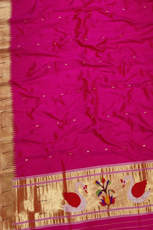 Elegant Pink Paithani Handloom Silk Dupatta: Pure Luxury