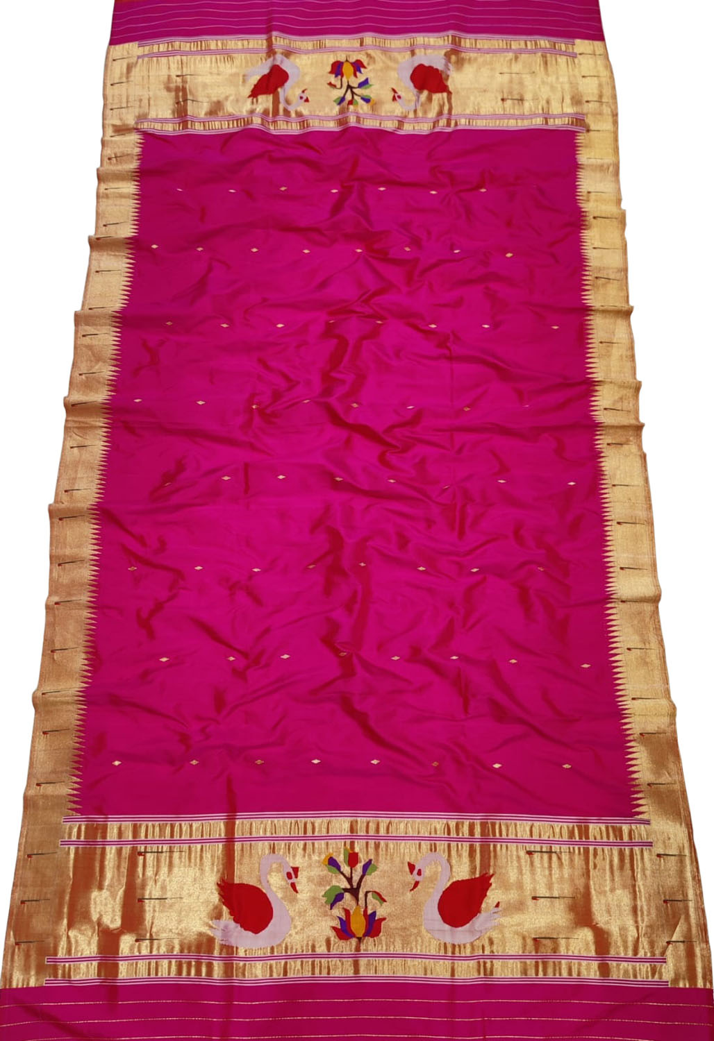 Elegant Pink Paithani Handloom Silk Dupatta: Pure Luxury - Luxurion World