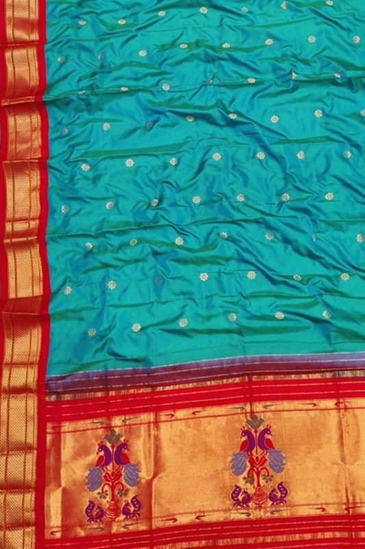 Exquisite Blue Paithani Pure Silk Dupatta: A Timeless Elegance