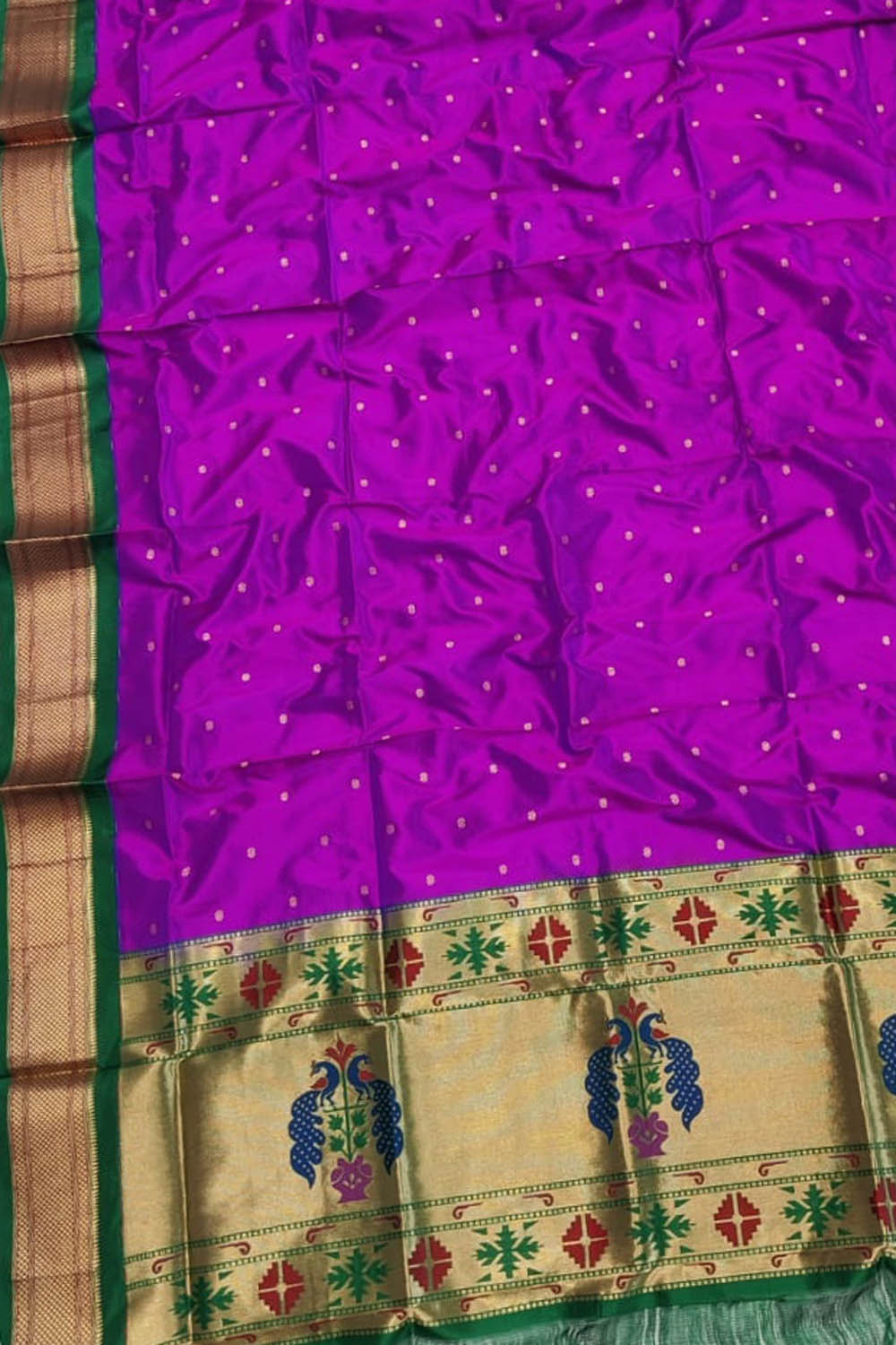 Purple Paithani Pure Silk Dupatta - Luxurion World