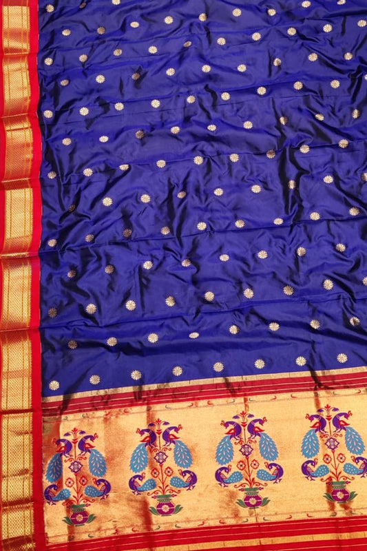 Exquisite Blue Paithani Pure Silk Dupatta: A Timeless Accessory