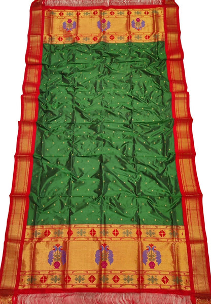 Exquisite Green Paithani Pure Silk Dupatta: A Timeless Elegance - Luxurion World
