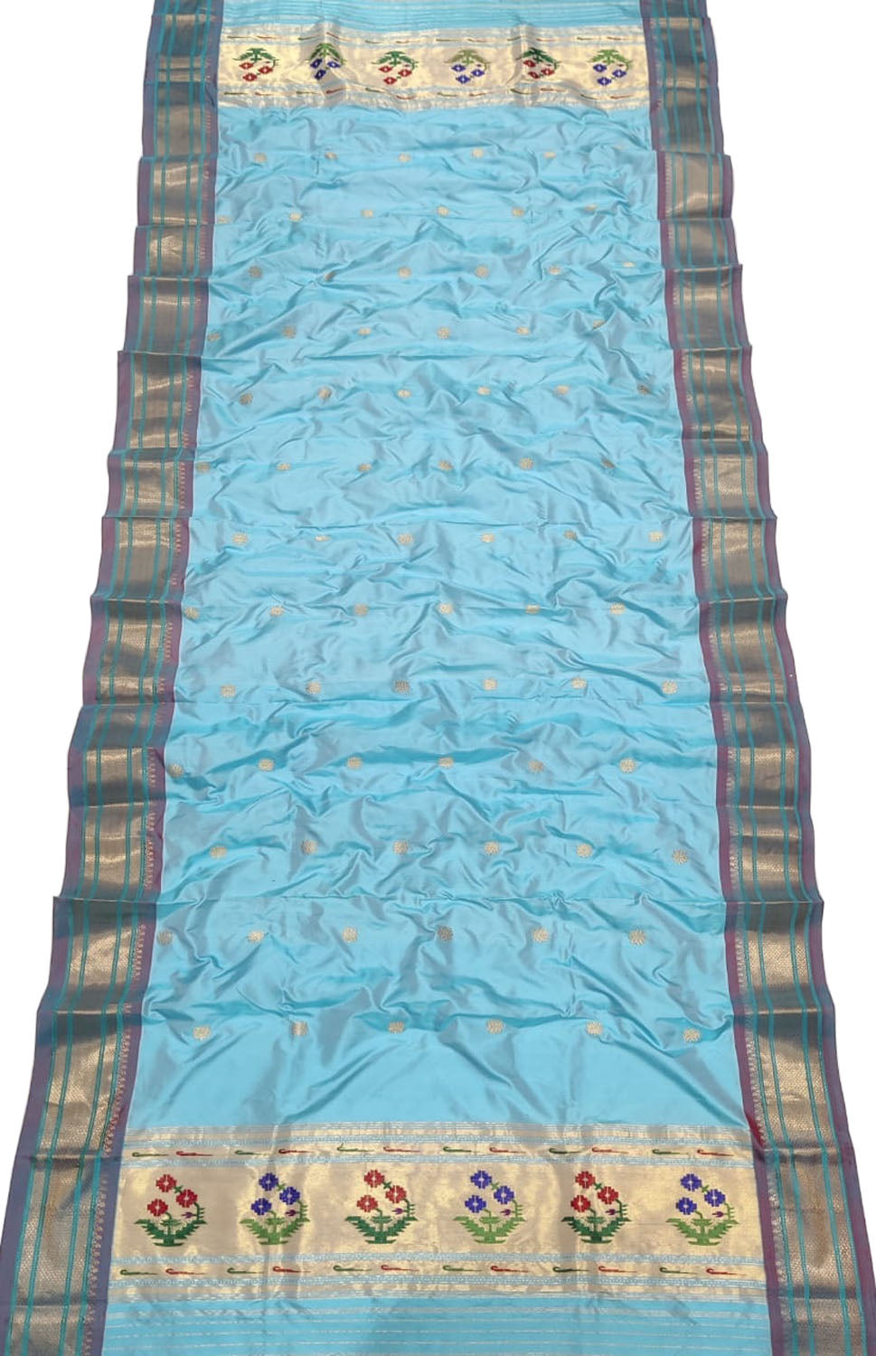 Exquisite Blue Paithani Pure Silk Dupatta: Timeless Elegance and Luxury - Luxurion World