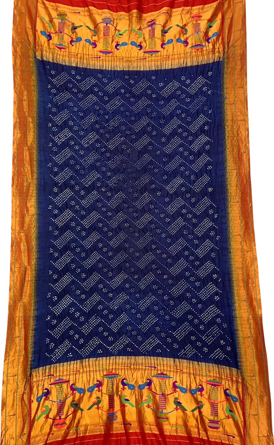 Blue Paithani Bandhani Pure Silk Dupatta - Luxurion World