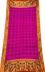 Pink Paithani Bandhani Pure Silk Dupatta - Luxurion World