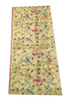 Yellow Embroidered Parsi Convent Work Organza Flower Design Dupatta - Luxurion World