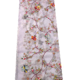 Pink Embroidered Parsi Convent Work Organza Flower Design Dupatta - Luxurion World