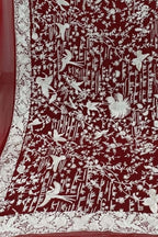 Exquisite Brown Parsi Hand Embroidered Georgette Dupatta - Luxurion World