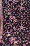 Exquisite Black Parsi Hand Embroidered Georgette Dupatta - Luxurion World