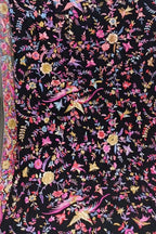 Exquisite Black Parsi Hand Embroidered Georgette Dupatta - Luxurion World