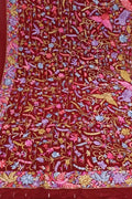 Exquisite Red Parsi Georgette Dupatta with Hand Embroidery - Luxurion World