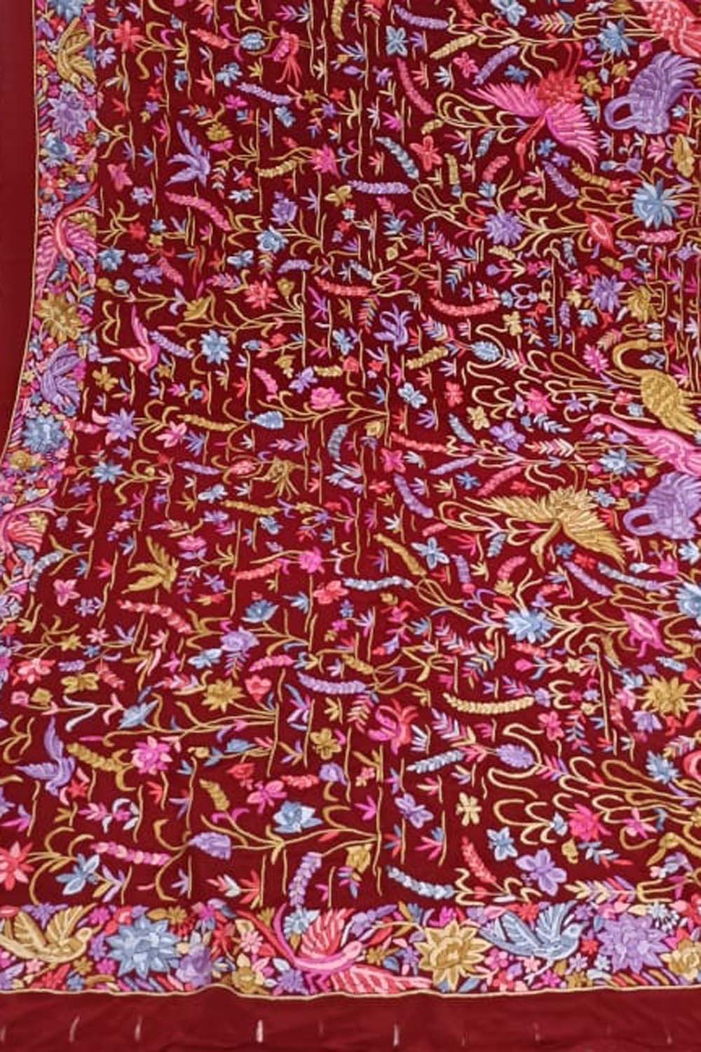 Exquisite Red Parsi Georgette Dupatta with Hand Embroidery - Luxurion World