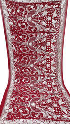 Red Parsi Hand Embroidered Pure Georgette Dupatta - Luxurion World