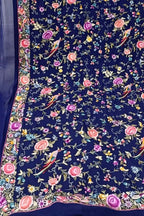 Exquisite Blue Parsi Georgette Dupatta with Hand Embroidery - Luxurion World