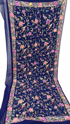 Exquisite Blue Parsi Georgette Dupatta with Hand Embroidery - Luxurion World