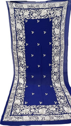 Stunning Blue Parsi Georgette Dupatta with Hand Embroidery - Luxurion World
