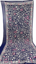 Exquisite Blue Parsi Georgette Dupatta with Hand Embroidery - Luxurion World