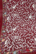 Exquisite Red Parsi Hand Embroidered Georgette Dupatta - Pure Elegance - Luxurion World