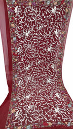 Exquisite Red Parsi Hand Embroidered Georgette Dupatta - Pure Elegance - Luxurion World