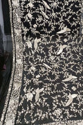 Exquisite Black Parsi Georgette Dupatta with Hand Embroidery - Luxurion World