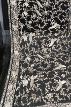 Exquisite Black Parsi Georgette Dupatta with Hand Embroidery - Luxurion World