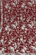 Exquisite Red Parsi Hand Embroidered Georgette Dupatta - Luxurion World