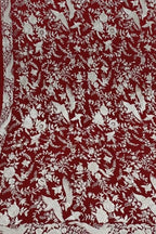 Exquisite Red Parsi Hand Embroidered Georgette Dupatta - Luxurion World