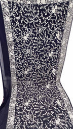 Exquisite Black Parsi Georgette Dupatta with Hand Embroidery - Luxurion World