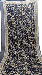 Exquisite Black Parsi Georgette Dupatta with Hand Embroidery - Luxurion World