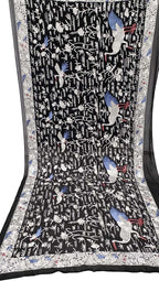 Exquisite Black Parsi Georgette Dupatta with Hand Embroidery - Luxurion World