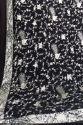 Exquisite Black Parsi Hand Embroidered Georgette Dupatta - Luxurion World