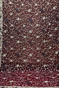 Maroon Parsi Hand Embroidered Pure Georgette Dupatta - Luxurion World