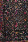 Black Parsi Hand Embroidered Pure Georgette Dupatta - Luxurion World