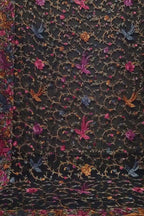 Black Parsi Hand Embroidered Pure Georgette Dupatta - Luxurion World