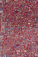 Exquisite Red Parsi Hand Embroidered Georgette Dupatta - Luxurion World