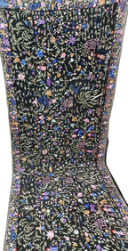 Elegant Black Parsi Hand Embroidered Georgette Dupatta - Luxurion World