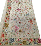Exquisite Off White Parsi Hand Embroidered Georgette Dupatta - Luxurion World