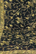 Elegant Black Parsi Hand Embroidered Georgette Dupatta - Luxurion World