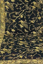 Elegant Black Parsi Hand Embroidered Georgette Dupatta - Luxurion World