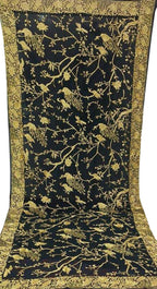 Elegant Black Parsi Hand Embroidered Georgette Dupatta - Luxurion World