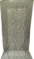 Elegant Grey Parsi Hand Embroidered Georgette Dupatta - Luxurion World