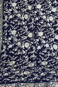 Blue Parsi Georgette Dupatta with Hand Embroidery - Luxurion World