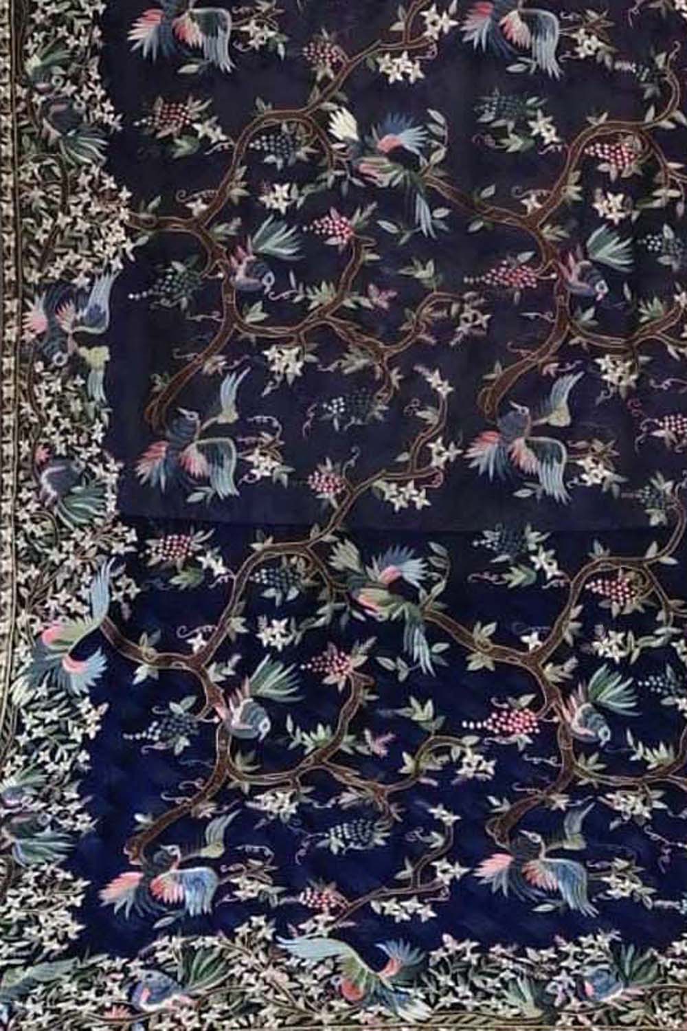 Blue Parsi Georgette Dupatta with Hand Embroidery - Luxurion World