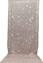 Pink Parsi Hand Embroidered Georgette Dupatta - Luxurion World