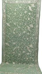 Green Parsi Georgette Dupatta with Hand Embroidery - Luxurion World