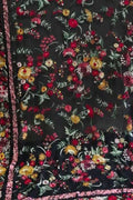 Exquisite Black Parsi Hand Embroidered Georgette Dupatta - Luxurion World