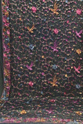 Elegant Black Parsi Hand Embroidered Georgette Dupatta - Luxurion World