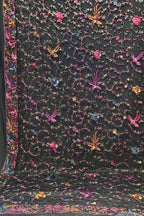Elegant Black Parsi Hand Embroidered Georgette Dupatta - Luxurion World